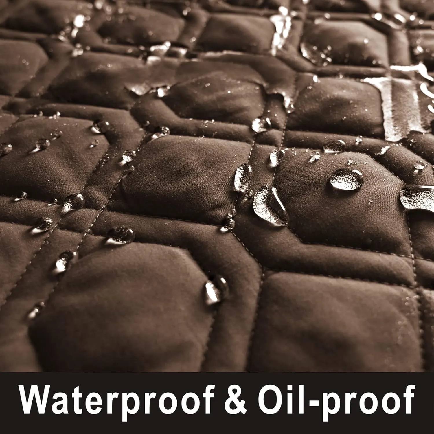 100% Waterproof Dog Bed Cover 102x82 in Reversible Reusable Camping Mat for Kids/Pet/Dog/Cat Washable Geometric Embroidery Blanket Patchwork Brown Beige