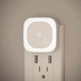 2 Pack Plug in Night Light with Motion Sensor & Dusk to Dawn Sensor, 3 Sensor Modes, Night Lights Plug into Wall, Auto ON/Off, Dimmable Nightlight for Bathroom, Stairs, Kitchen, Cool White