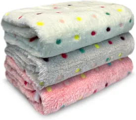 3 Pack Dog Blankets for Small Dogs, 23''x16'' Washable Dog Blanket, Soft Pet Blankets for CatRabbitGuinea Pig Small Animal Fleece Bedding Cute Claw Pattern Rabbit Bedding