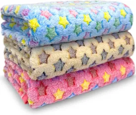 3 Pack Dog Blankets for Small Dogs, 23''x16'' Washable Dog Blanket, Soft Pet Blankets for CatRabbitGuinea Pig Small Animal Fleece Bedding Cute Claw Pattern Rabbit Bedding