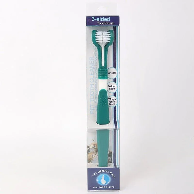 3-Sided Pet Toothbrush Dog Toothbrush Removing Bad Breath Tartar