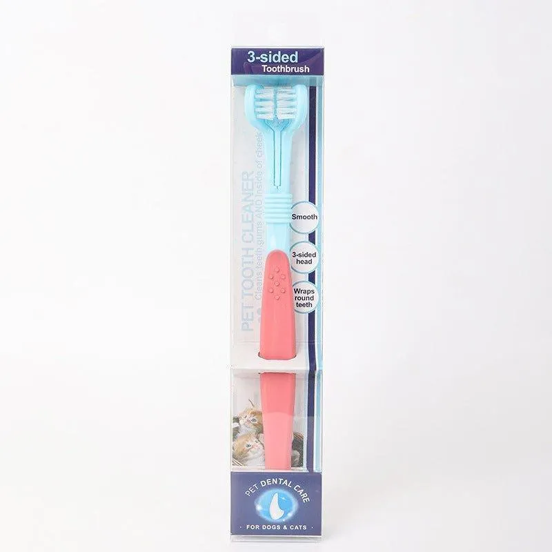3-Sided Pet Toothbrush Dog Toothbrush Removing Bad Breath Tartar