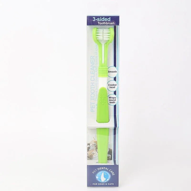 3-Sided Pet Toothbrush Dog Toothbrush Removing Bad Breath Tartar