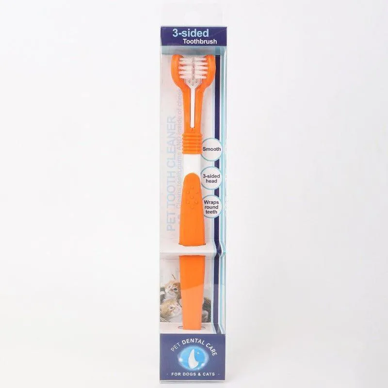 3-Sided Pet Toothbrush Dog Toothbrush Removing Bad Breath Tartar