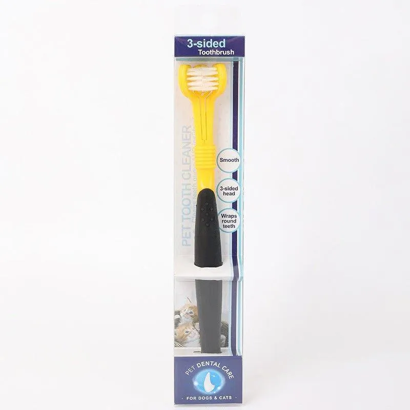 3-Sided Pet Toothbrush Dog Toothbrush Removing Bad Breath Tartar