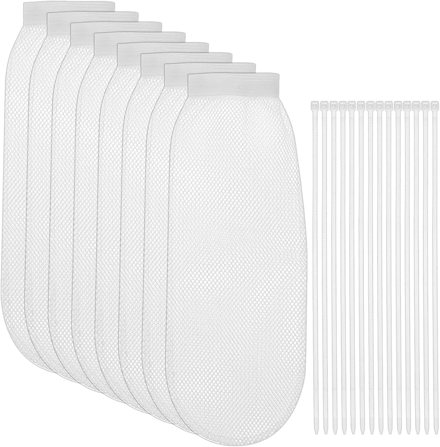 32-Piece Lint Trap and Cable Ties Set for Washing Machine, Lint Traps for Washing Machine Hose and Cable Ties Set Includes 8 Nylon Mesh Lint Traps and 24 Cable Ties, Fits Most Washing Machines, White