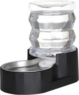 4L Automatic Pet Waterer, 100% BPA Free, Stainless Steel Gravity Feeder, Convenient Drinking Water Dispenser Designed for Dogs and Cats (Black, 4L)