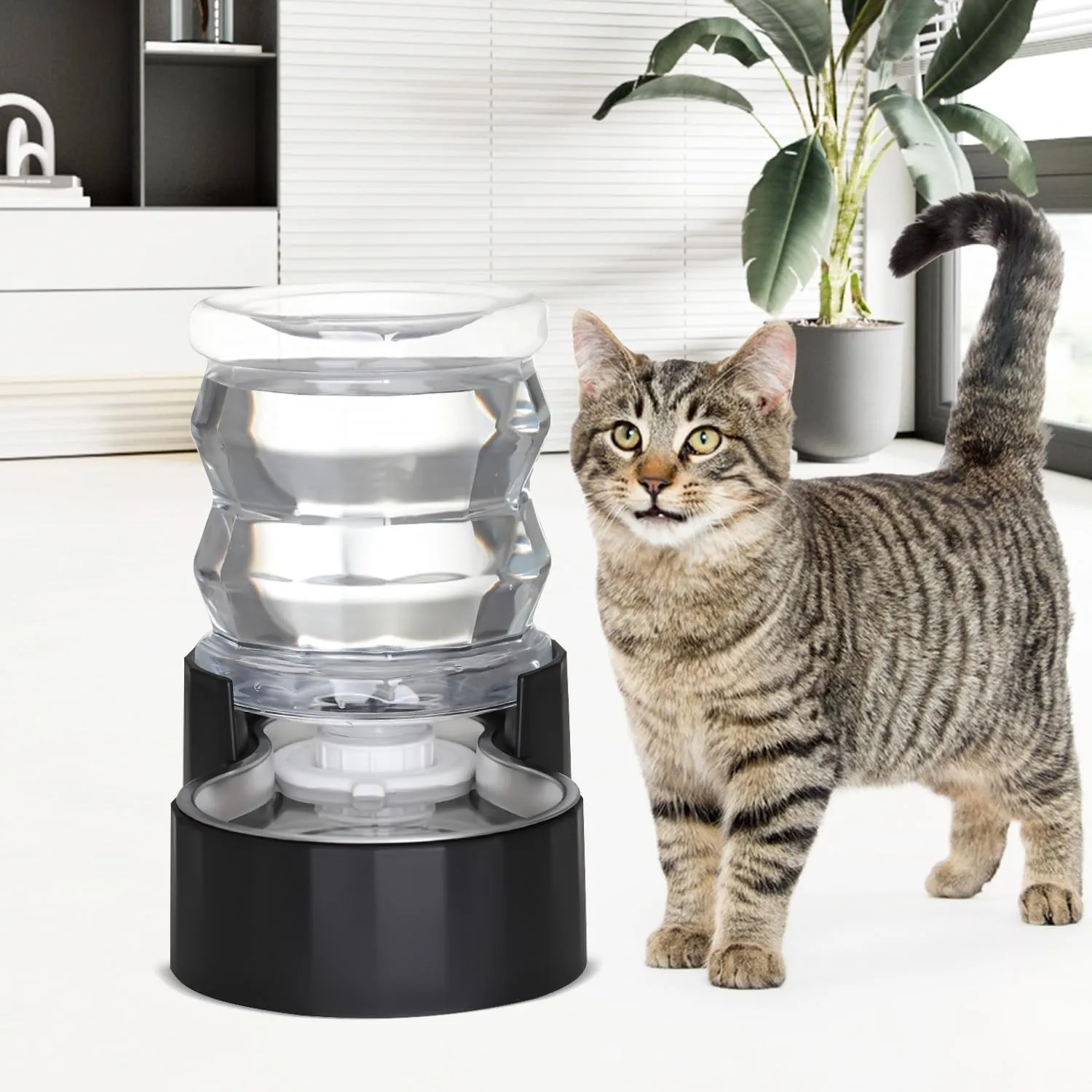 4L Automatic Pet Waterer, 100% BPA Free, Stainless Steel Gravity Feeder, Convenient Drinking Water Dispenser Designed for Dogs and Cats (Black, 4L)
