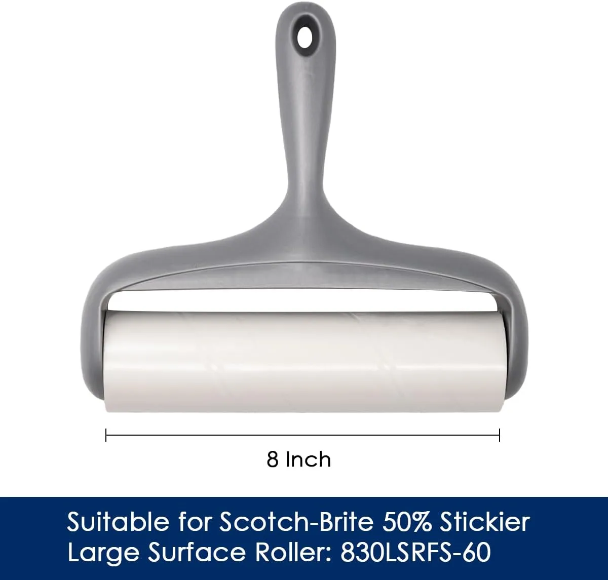 8 inch Lint Roller Refill for Scotch-Brite 50% Stickier Large Surface Lint Roller, Works Great On Pet Hair (60 Sheets per Roll, 360 Sheets Total)