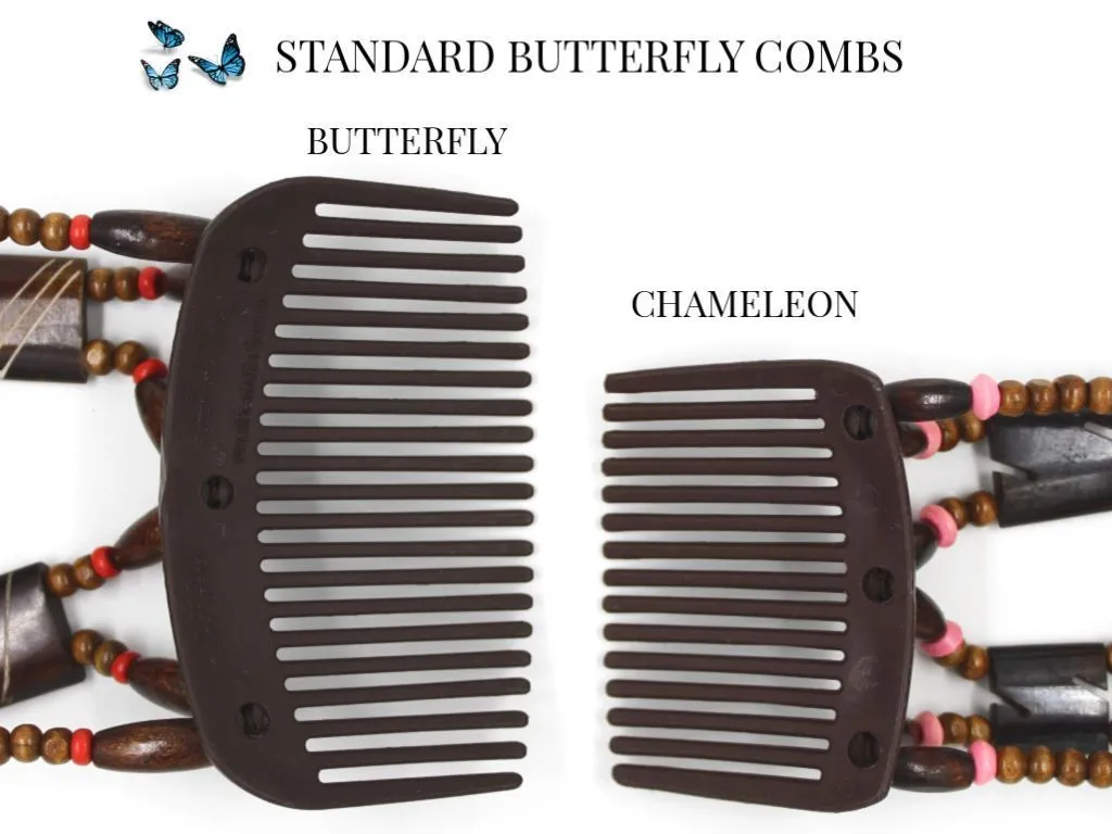 African Butterfly Thick Hair Comb - Flowers Clear 53