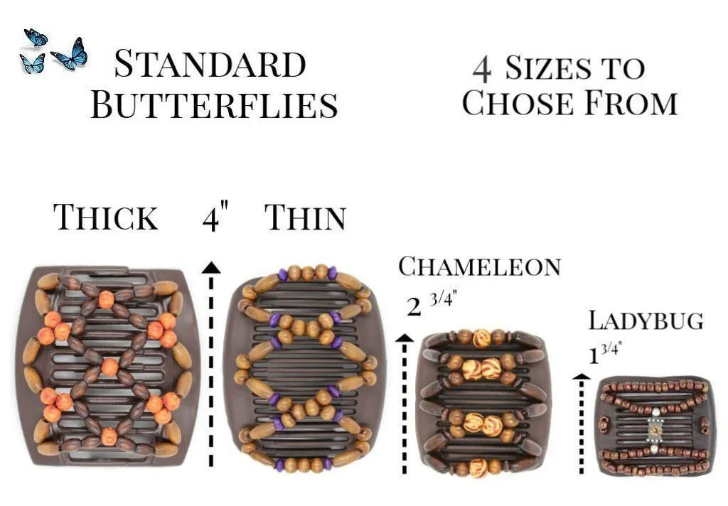 African Butterfly Thick Hair Comb - Flowers Clear 53