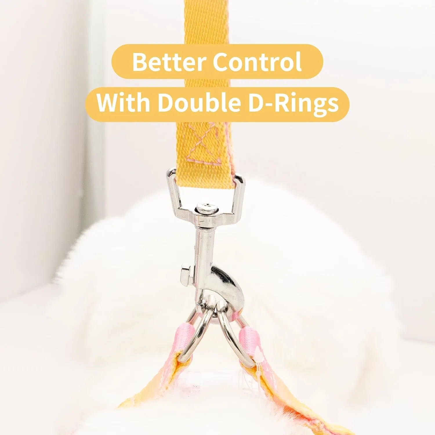 AIITLE Step-in Dog Harness and Leash Set - No Pull Pet Adjustable Halter Harness with A 5FT Leash - Double D Ring,Easy Fit - Easy Walk Running Training for Large Breed Dogs,Yellow-Pink Gradient L