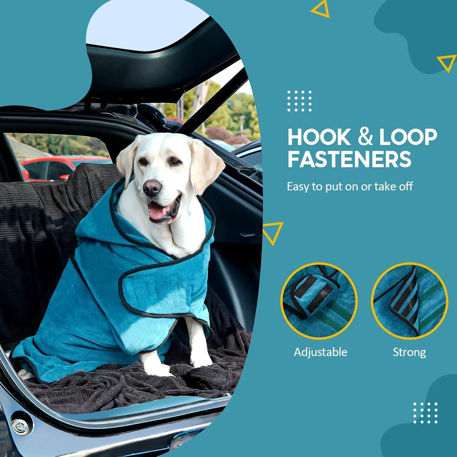 Avont Dog Bathrobe - Super Absorbent Pet Drying Towel Bath Robes After Bath Shower Swim Wet Walk for Puppies -Blue(M)