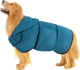 Avont Dog Bathrobe - Super Absorbent Pet Drying Towel Bath Robes After Bath Shower Swim Wet Walk for Puppies -Blue(M)