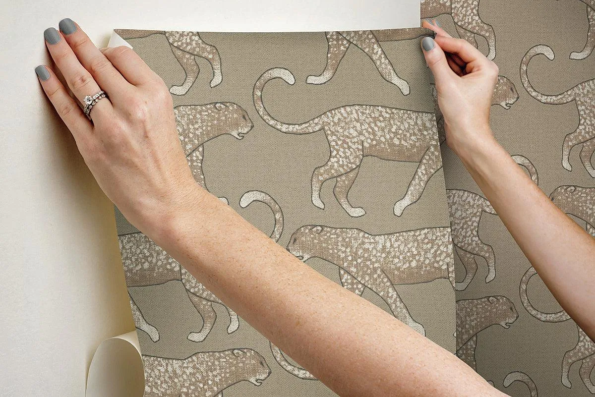 Big Cat Walk Peel & Stick Wallpaper // Brown