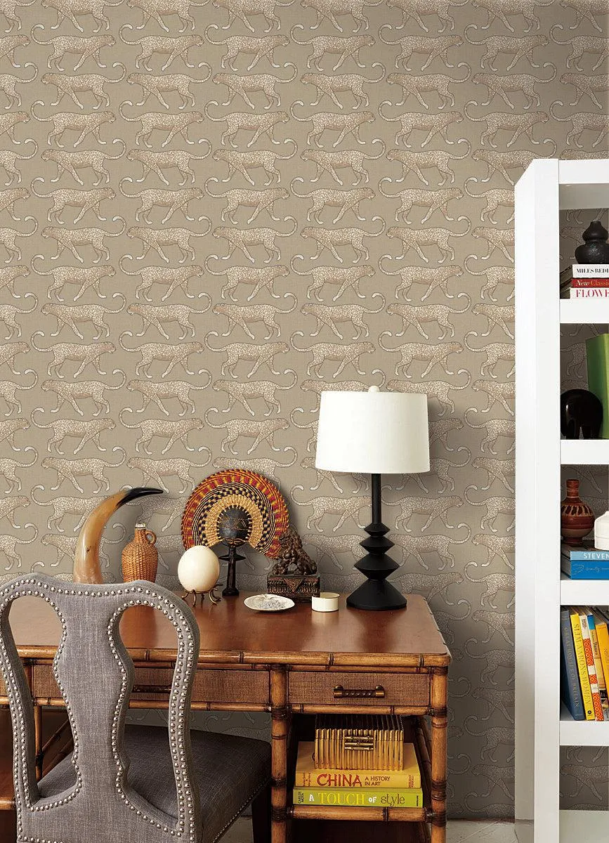 Big Cat Walk Peel & Stick Wallpaper // Brown