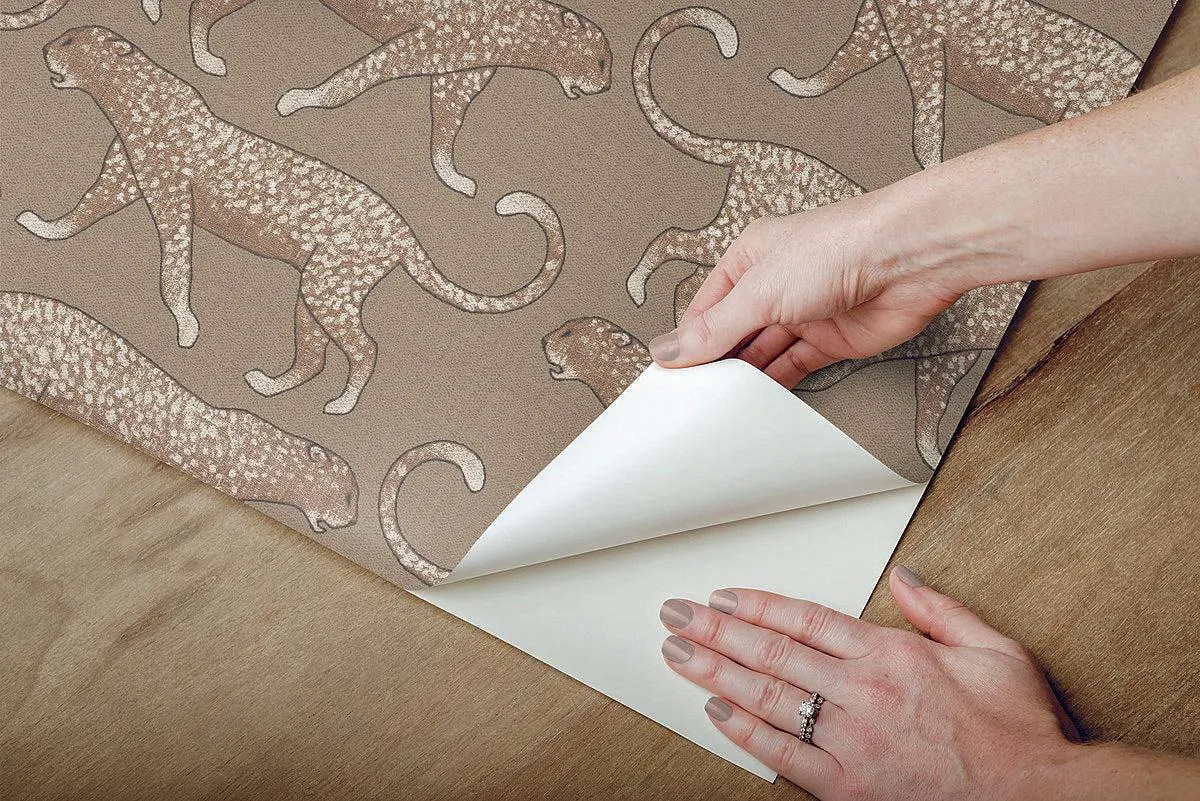 Big Cat Walk Peel & Stick Wallpaper // Brown