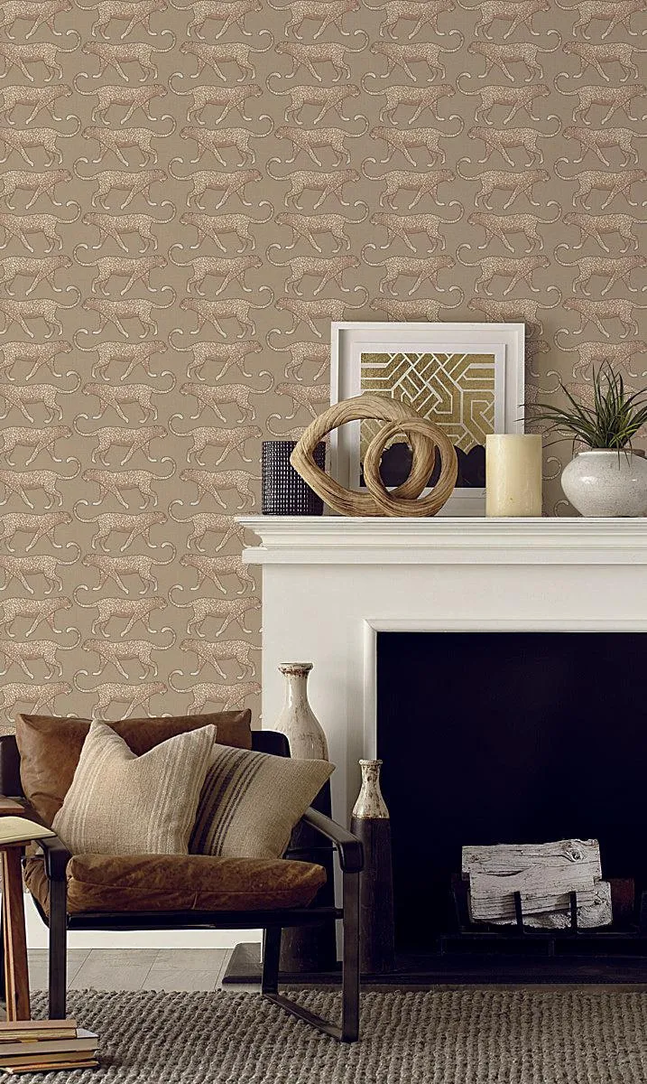 Big Cat Walk Peel & Stick Wallpaper // Brown