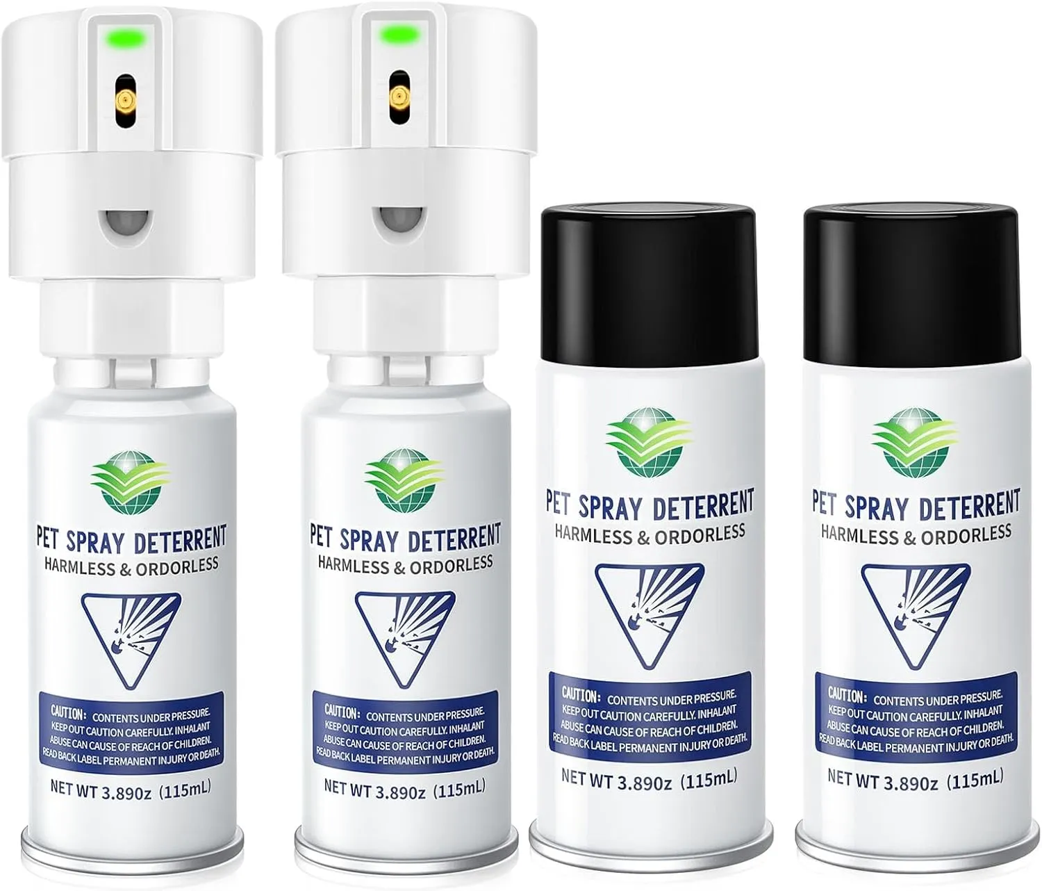 Cat Spray Pet System with 2 Pet System & 4 Pack Spray, Motion Activated Pet Proofing Repellent for Cats and Dogs, Dog & Cat Spray