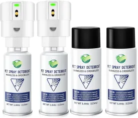 Cat Spray Pet System with 2 Pet System & 4 Pack Spray, Motion Activated Pet Proofing Repellent for Cats and Dogs, Dog & Cat Spray