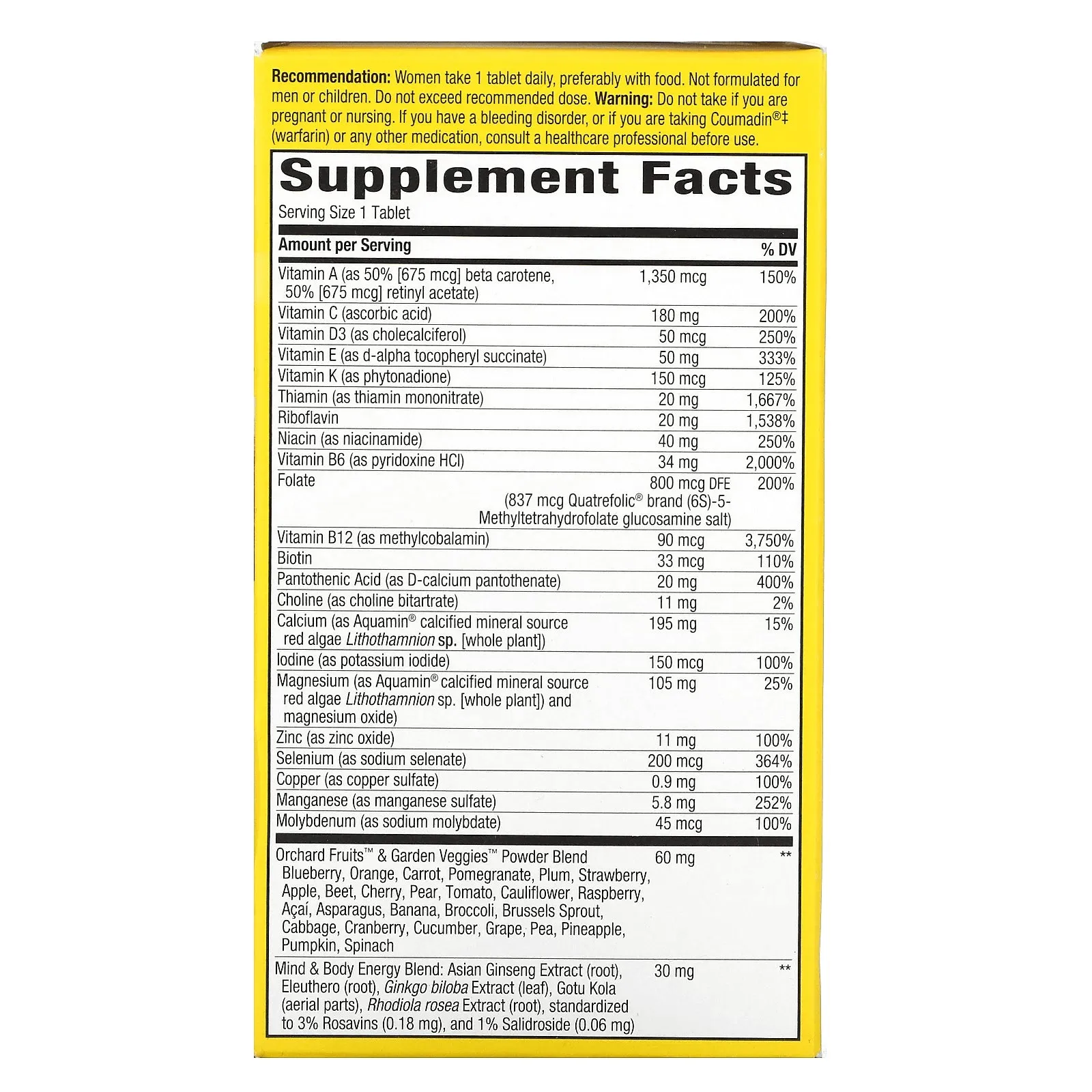 Complete Multivitamin Ultra Potency 60 tablets Women's 50 , Nature's Way