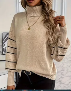 Cozy Turtleneck with Black Stripe