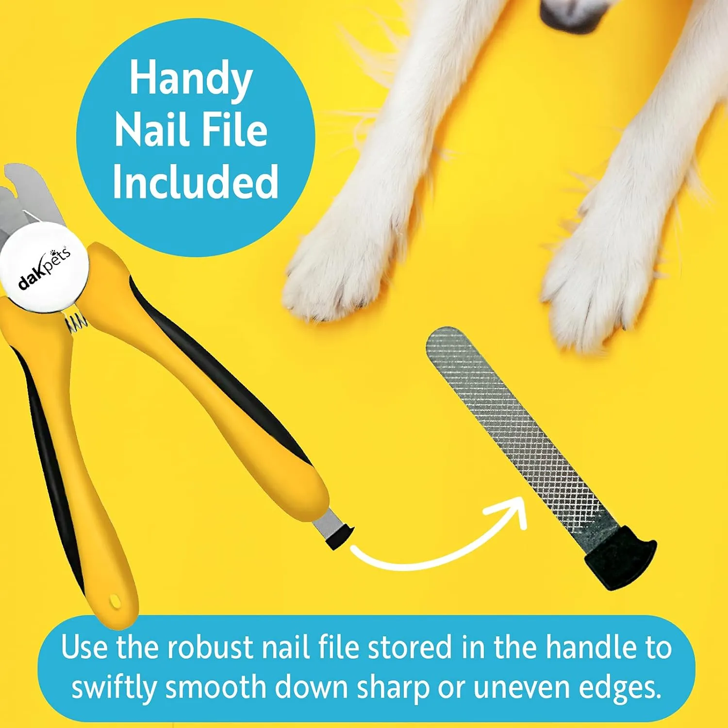 DakPets Dog Nail Clippers | Professional Dog Nail Trimmer for Medium to Large Breeds | Pet Nail Clippers for Dogs with Safety Guard | Stainless Steel Nail Cutter for Dogs and Pet Nail File