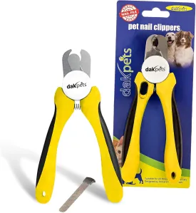 DakPets Dog Nail Clippers | Professional Dog Nail Trimmer for Medium to Large Breeds | Pet Nail Clippers for Dogs with Safety Guard | Stainless Steel Nail Cutter for Dogs and Pet Nail File