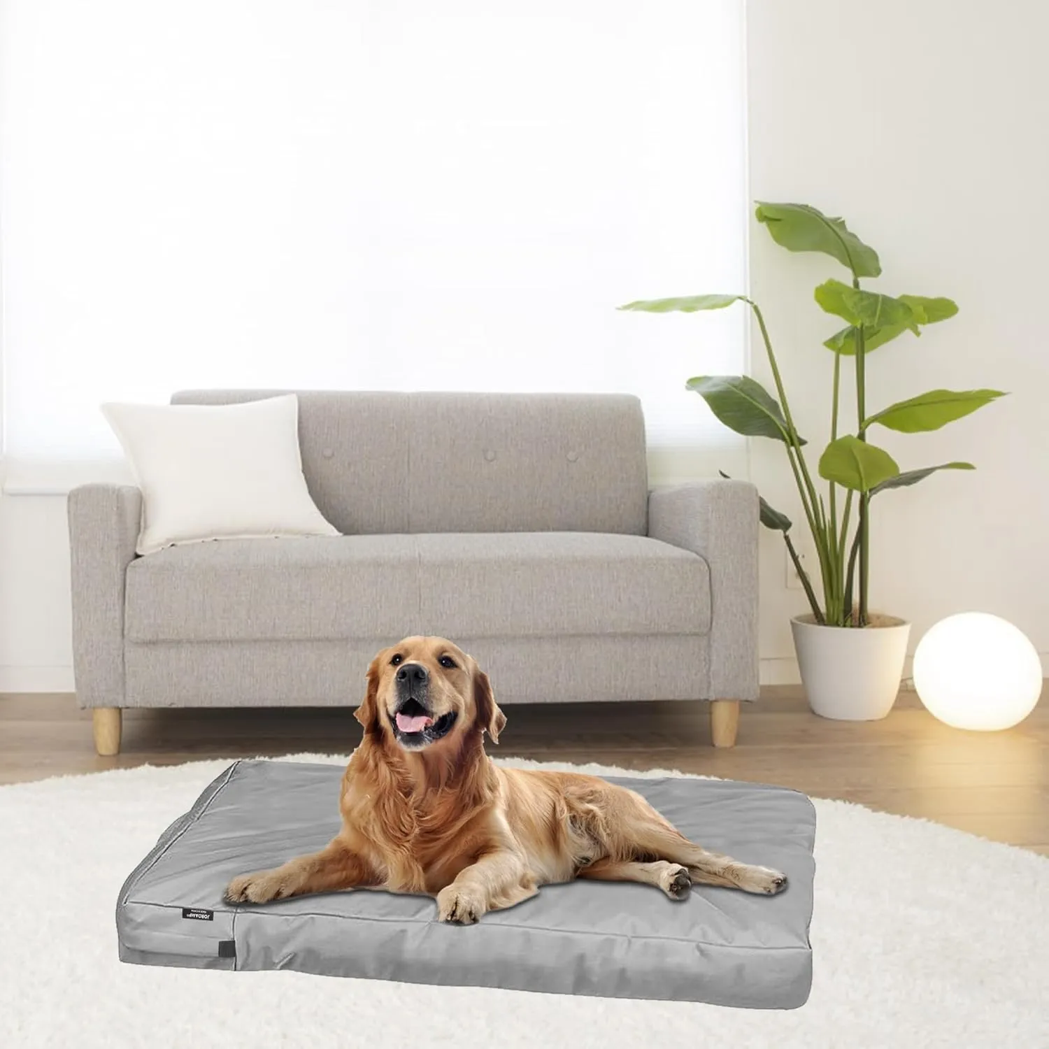 Dog Bed Cover Replacement, Washable, Waterproof Large Pet Canvas Dog Crate Kennel Removable Heavy Duty Bed Covers with Zipper, 46x29x4 Inches(Gray)