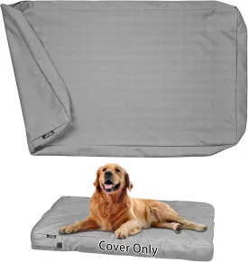 Dog Bed Cover Replacement, Washable, Waterproof Large Pet Canvas Dog Crate Kennel Removable Heavy Duty Bed Covers with Zipper, 46x29x4 Inches(Gray)