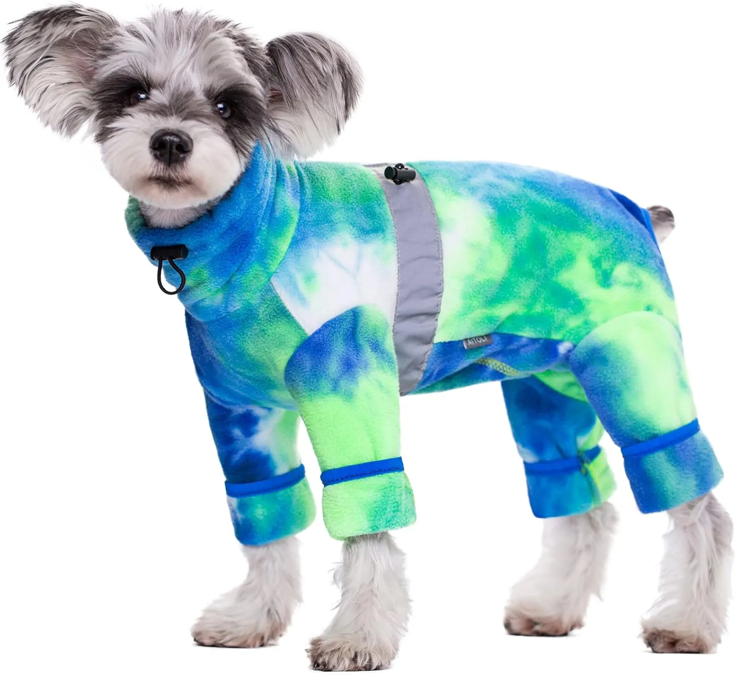 Dog Coats for Small Dogs, Polar Fleece Dog Pajamas Bodysuit, Puppy Onesies Tie Dye Jumpsuits, Dogs Warm Clothes Four-Legged, Doggie Fullbody Winter Jacket Vest
