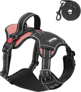 Dog Harness with Leash, Heavy Duty No-Pull Tactical Vest Reflective Harness with Control Handle for Small Medium Dogs