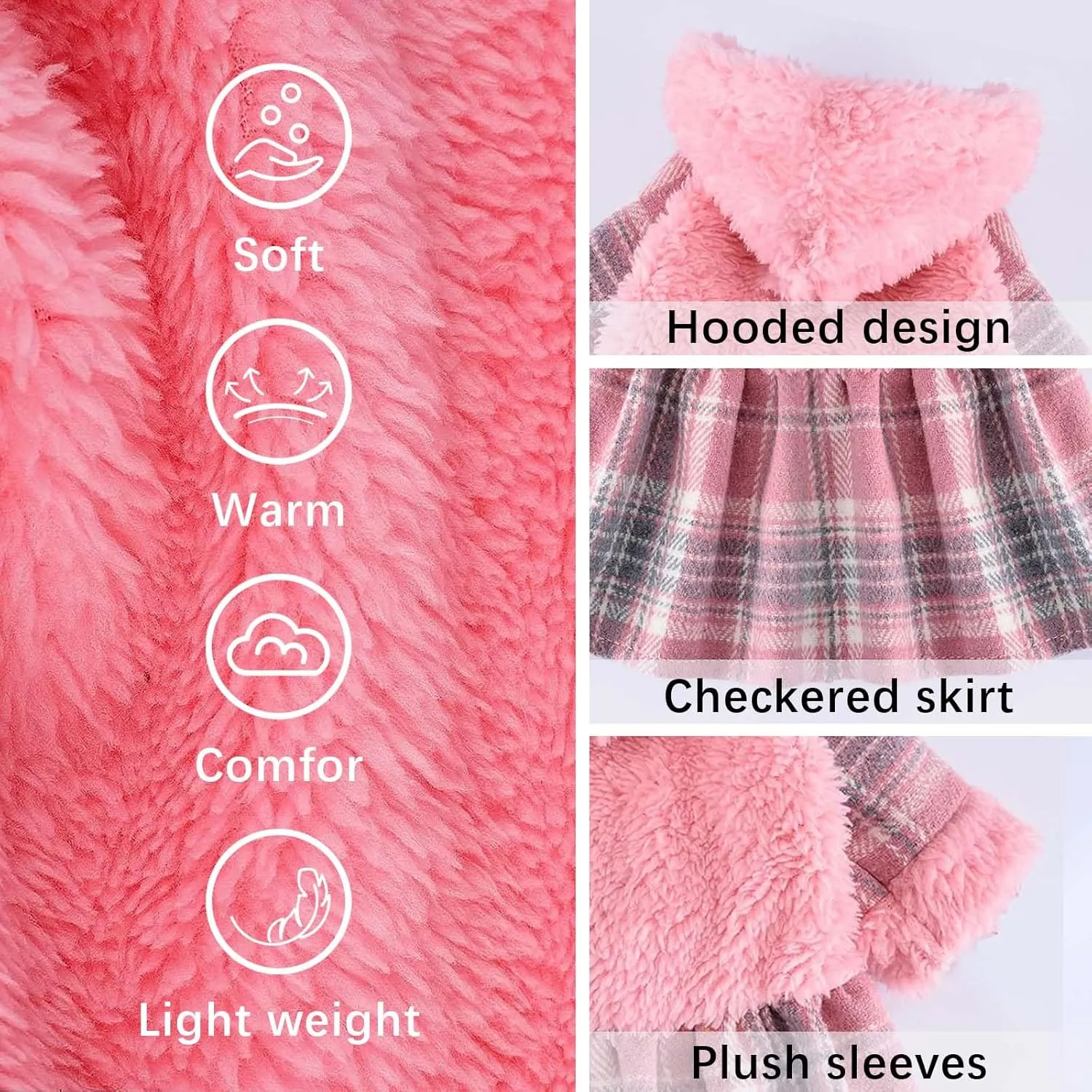 Dog Hoodie Sweater Winter Clothes for Small Dogs Boy Girl Pet Cold Weather Coats Fall Sweatshirt for Chihuahua Yorkie Cat Costumes (Small, Pink)