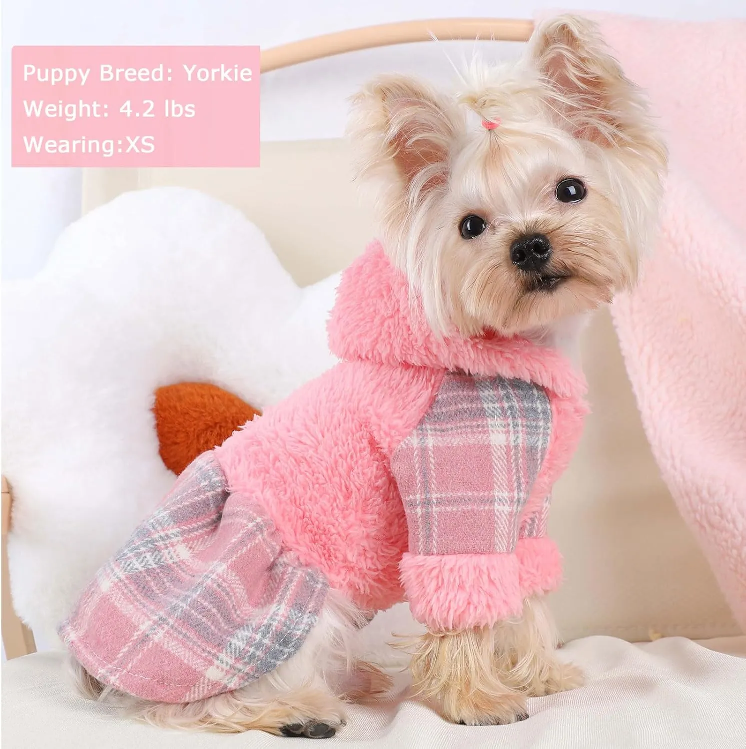 Dog Hoodie Sweater Winter Clothes for Small Dogs Boy Girl Pet Cold Weather Coats Fall Sweatshirt for Chihuahua Yorkie Cat Costumes (Small, Pink)