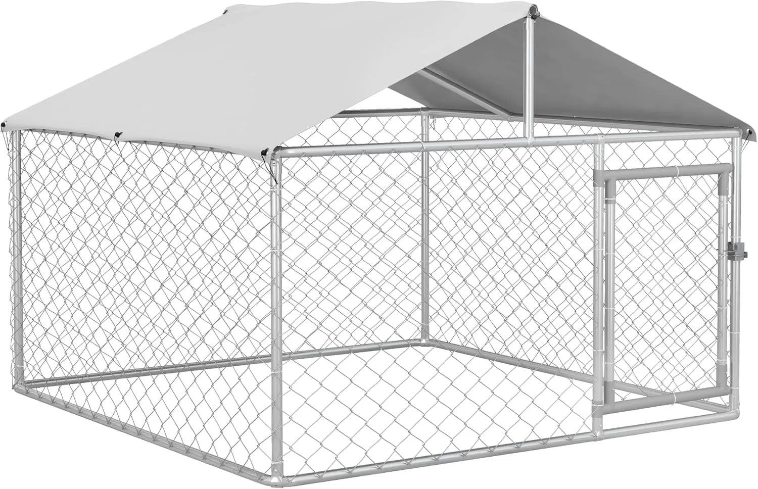 Dog Kennel Outdoor Heavy Duty Dog House with Canopy, Secure Lock, Metal Animal Hutch Outdoor Pet Pens Dog Enclosure Dog Playpen Dog Crate for Yard, 79.2" x 79.2" x 58.8"