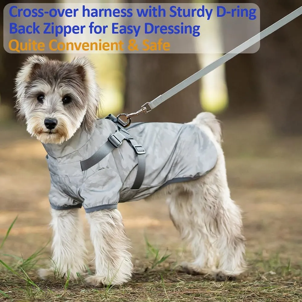 Dog Raincoat for Small Medium Dogs, Dog Rain Coat with Harness Built in, Full Body Reflective with Light at Night, Waterproof Dog rain Jacket for Small Medium Dogs (XL)