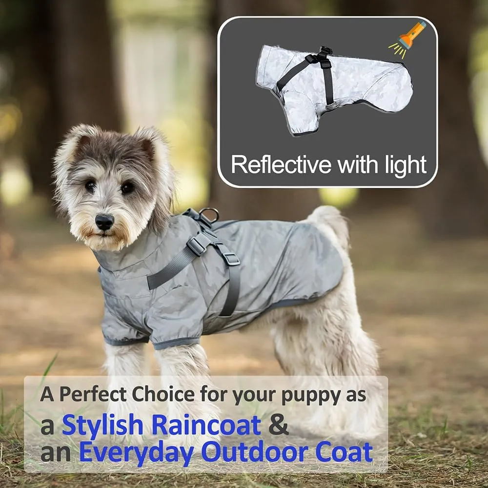 Dog Raincoat for Small Medium Dogs, Dog Rain Coat with Harness Built in, Full Body Reflective with Light at Night, Waterproof Dog rain Jacket for Small Medium Dogs (XL)