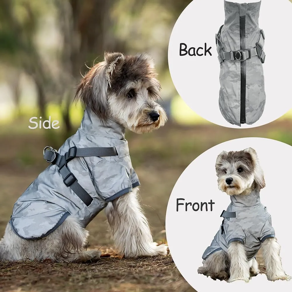 Dog Raincoat for Small Medium Dogs, Dog Rain Coat with Harness Built in, Full Body Reflective with Light at Night, Waterproof Dog rain Jacket for Small Medium Dogs (XL)
