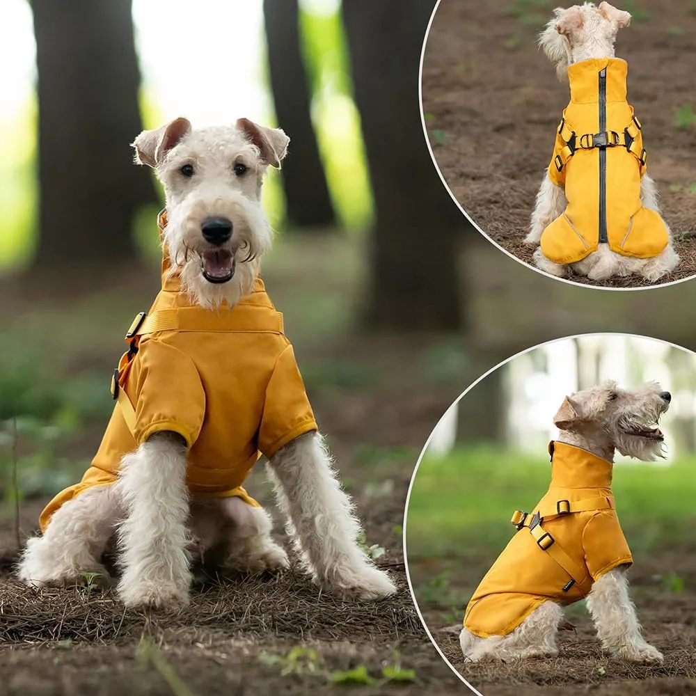 Dog Raincoat for Small Medium Dogs, Dog Rain Coat with Harness Built in, Waterproof Dog rain Jacket for Small Medium Dogs, Puppy Clothes with Reflective Strap (Small)