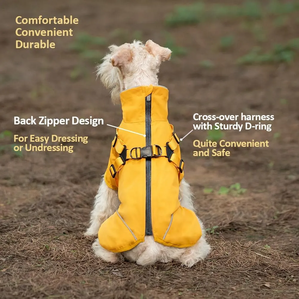 Dog Raincoat for Small Medium Dogs, Dog Rain Coat with Harness Built in, Waterproof Dog rain Jacket for Small Medium Dogs, Puppy Clothes with Reflective Strap (Small)