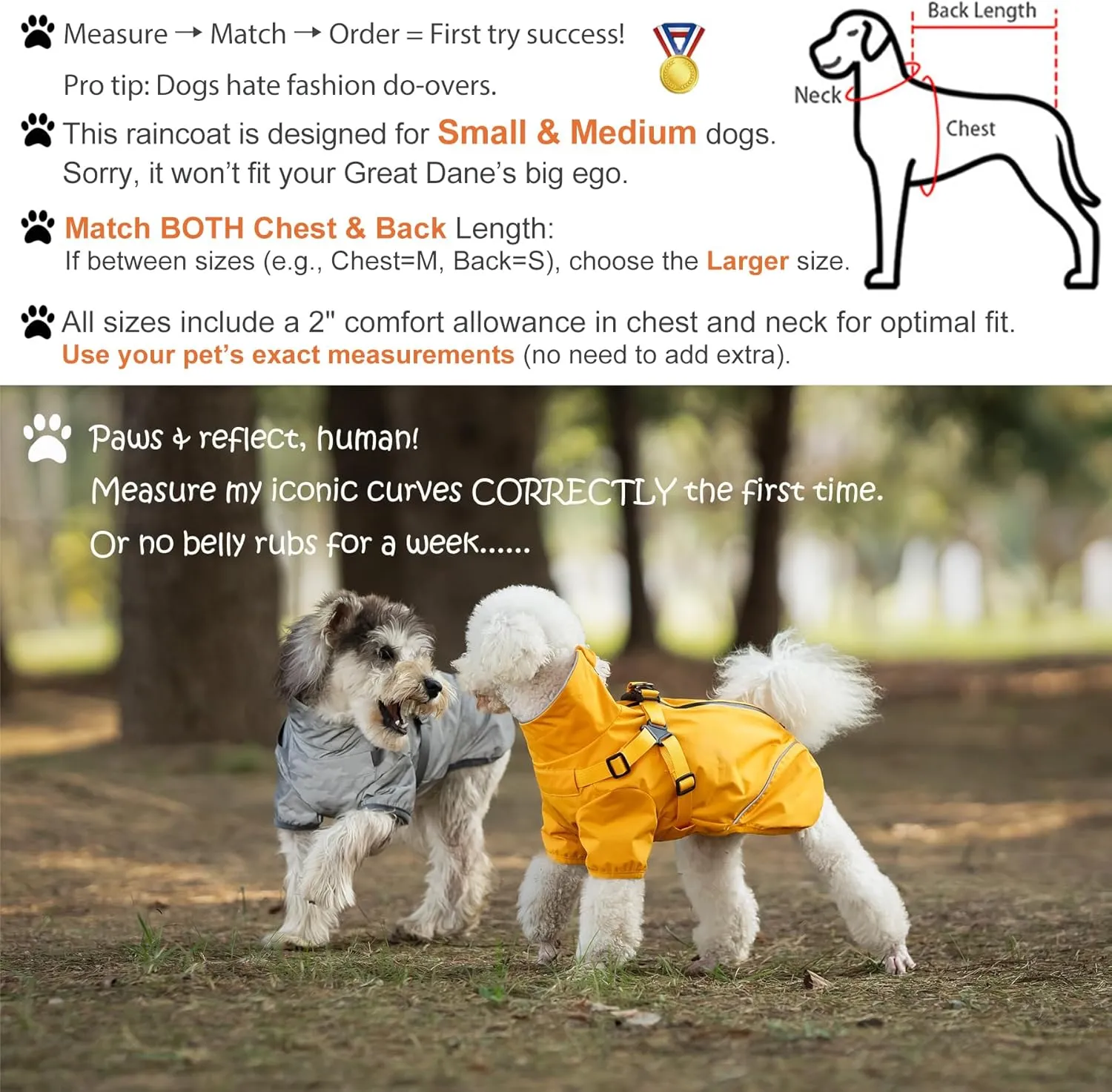 Dog Raincoat for Small Medium Dogs, Dog Rain Coat with Harness Built in, Waterproof Dog rain Jacket for Small Medium Dogs, Puppy Clothes with Reflective Strap (Small)