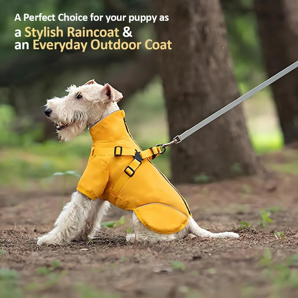 Dog Raincoat for Small Medium Dogs, Dog Rain Coat with Harness Built in, Waterproof Dog rain Jacket for Small Medium Dogs, Puppy Clothes with Reflective Strap (Small)