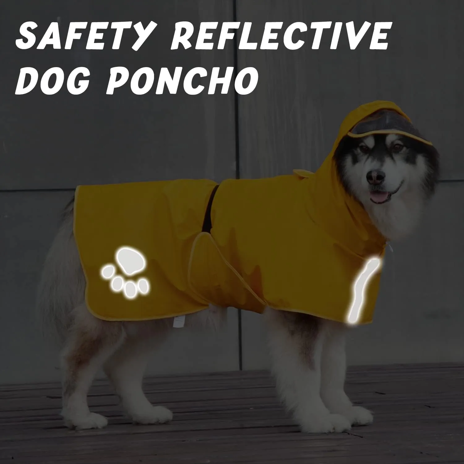 Dog Raincoat Hooded Slicker Poncho - Reflective Lightweight Pet Rain Jacket Coat,Dog Waterproof Raincoat with Adjustable Belly Strap for Small,Medium, Large Dogs