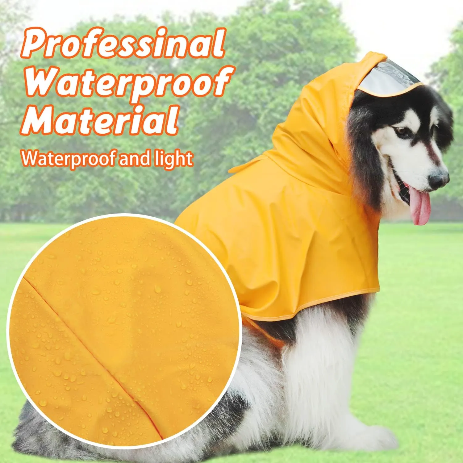 Dog Raincoat Hooded Slicker Poncho - Reflective Lightweight Pet Rain Jacket Coat,Dog Waterproof Raincoat with Adjustable Belly Strap for Small,Medium, Large Dogs