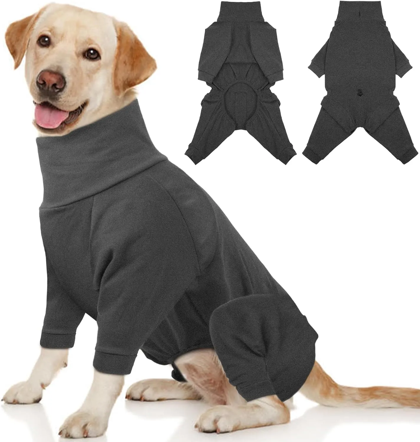 Dog Winter Coat Soft Fleece Pullover Pajamas, Fullbody Dog Cold Weather Jacket, Winter Warm Pullover Doggie Winter Thermal 4-Legged Onesie Jumpsuit,High Collar Snowsuit Sweater for Dogs