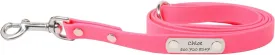 dogIDs Personalized Dog Leash, Waterproof Soft Grip Snap with Rivet On Custom Nameplate-Durable & Comfortable for Walking, Running, Training Small, Medium, Large Breeds -Pink, 3/4 in x 6 ft