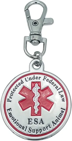ESA Dog Accessories Emotional Support Animal Double Sided Red Medical Alert Symbol Medal Tag for Medium to Large Dogs Use for Collars Harness Vest Easy to Switch Pet ID