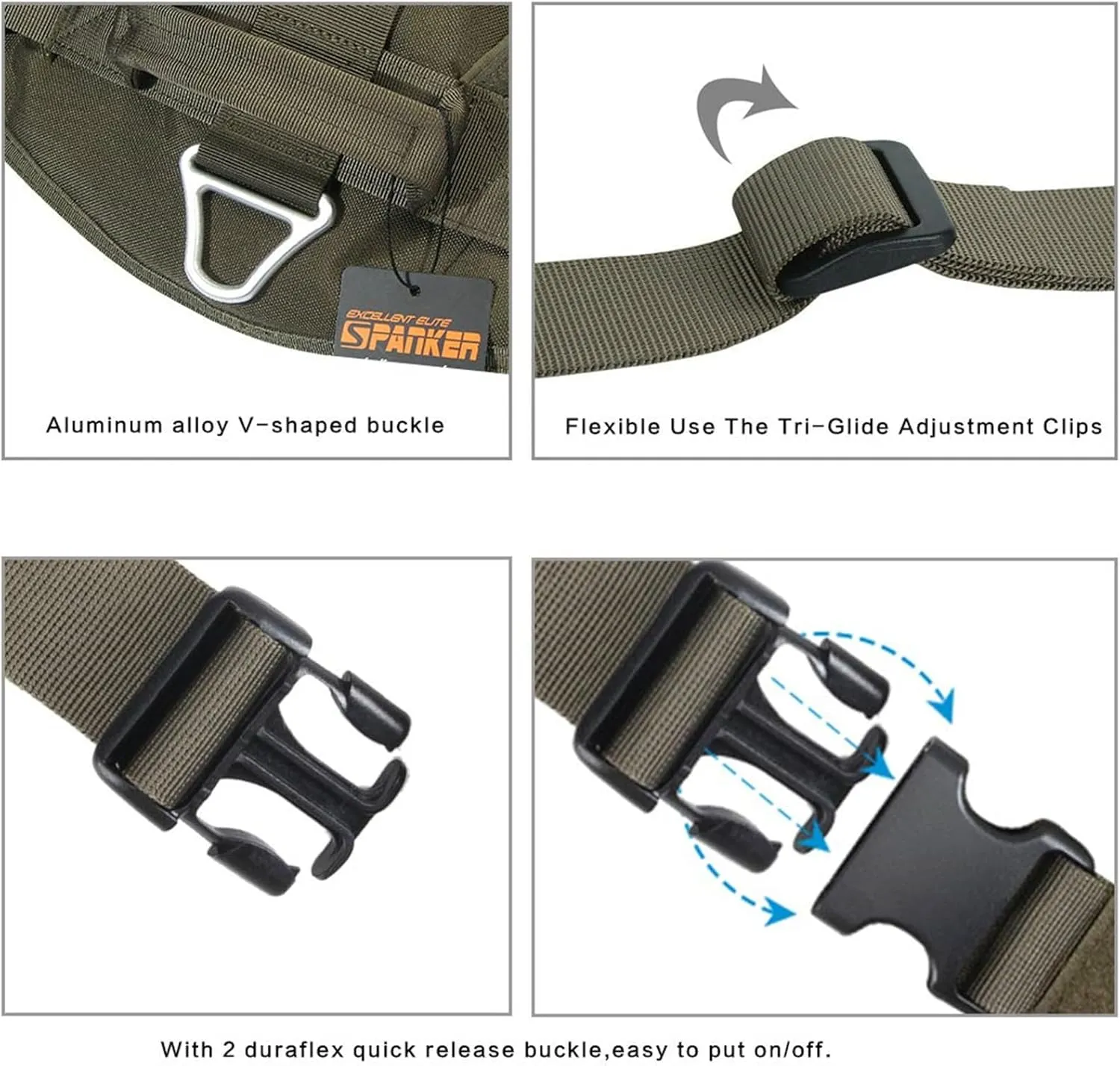 EXCELLENT ELITE SPANKER Tactical Dog Harness Military Patrol Harness No-Pull Service Dog Vest Military Dog Vest Adjustable Training Working Dog Vest with Handle for Medium Large Dogs(MCP-XL)