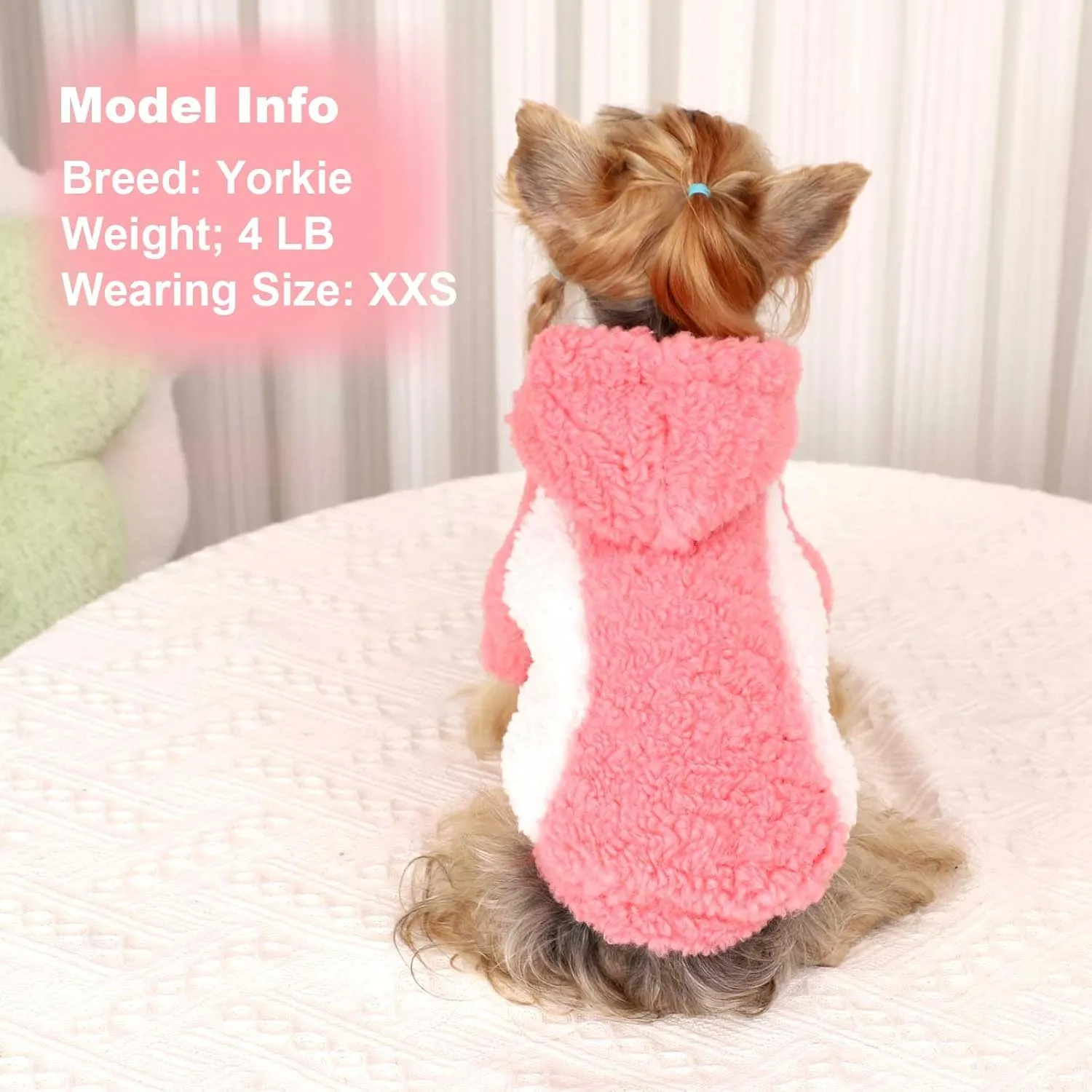 Fleece Dog Sweater, Winter Warm Smll Dog Clothes for Girls Boy, Puppy Hoodie Pullover Pet Clothes for Cat Puppy Chihuahua(Pink, XS)
