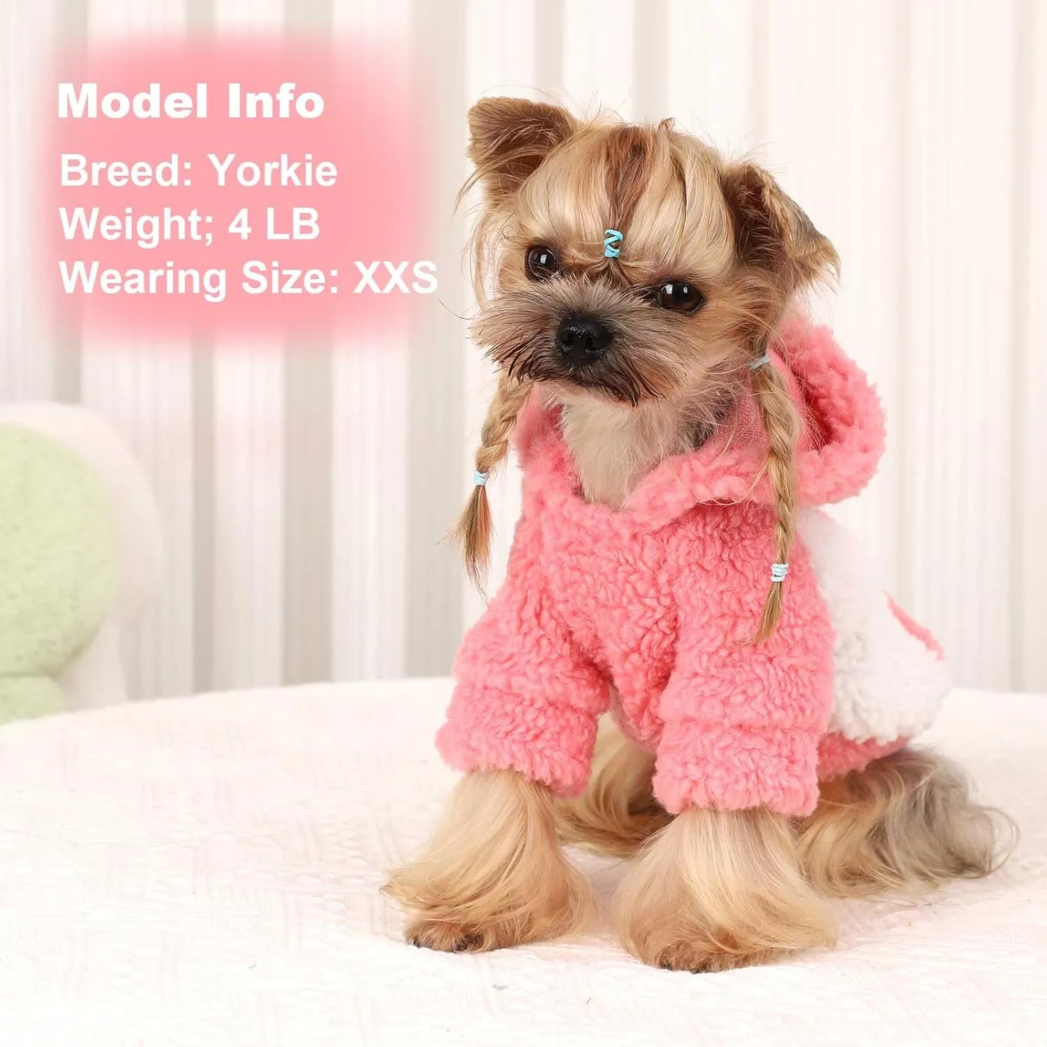 Fleece Dog Sweater, Winter Warm Smll Dog Clothes for Girls Boy, Puppy Hoodie Pullover Pet Clothes for Cat Puppy Chihuahua(Pink, XS)
